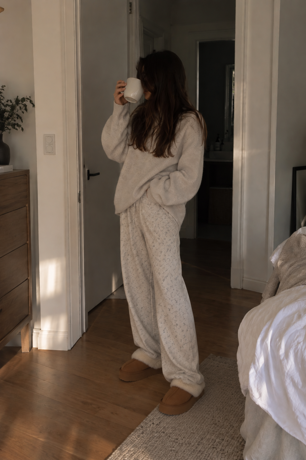 Sabots fourrés Caramel, vue portee