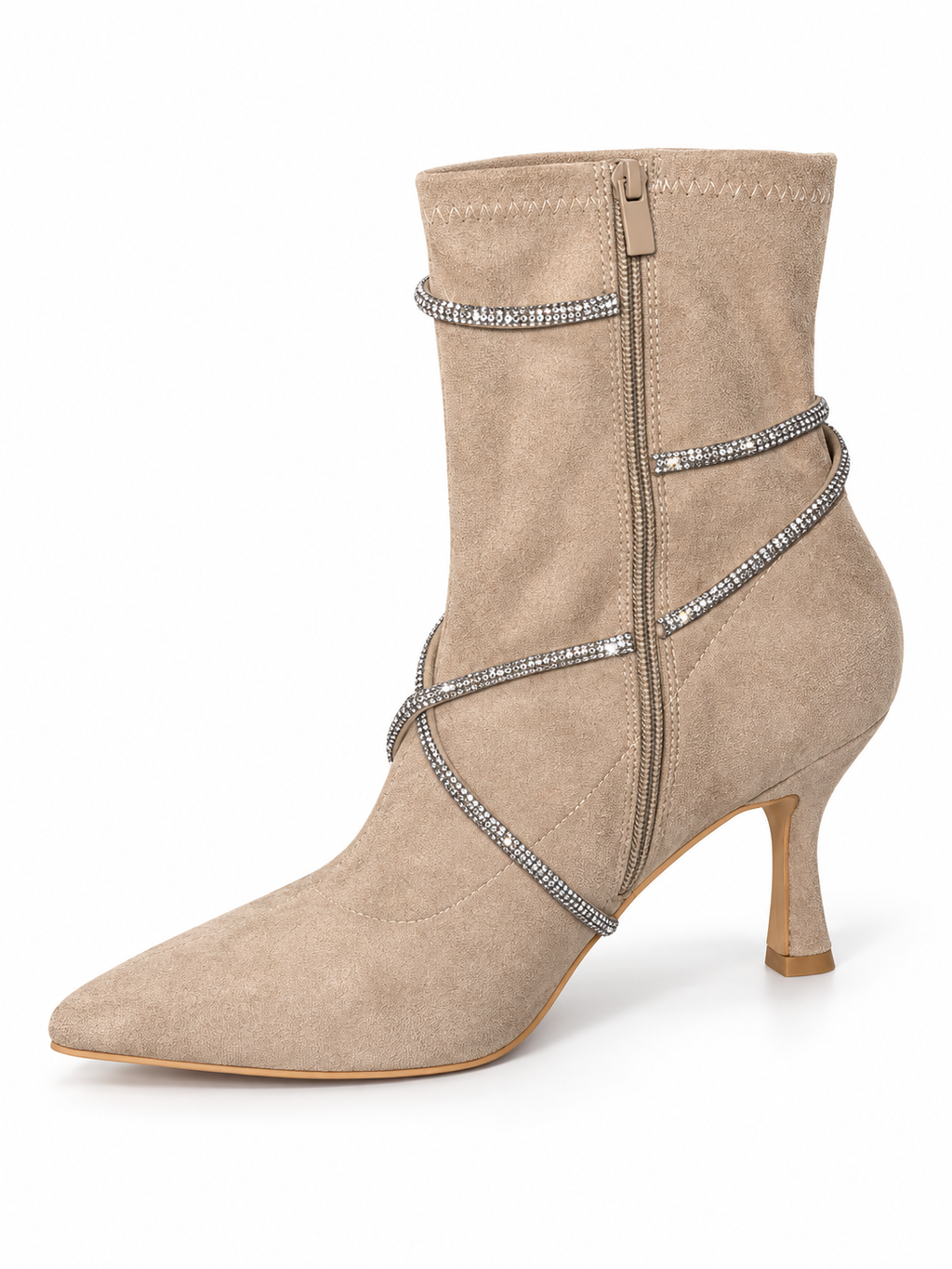 Bottines à lanières strass Éléna — Beige/taupe, vue produit
