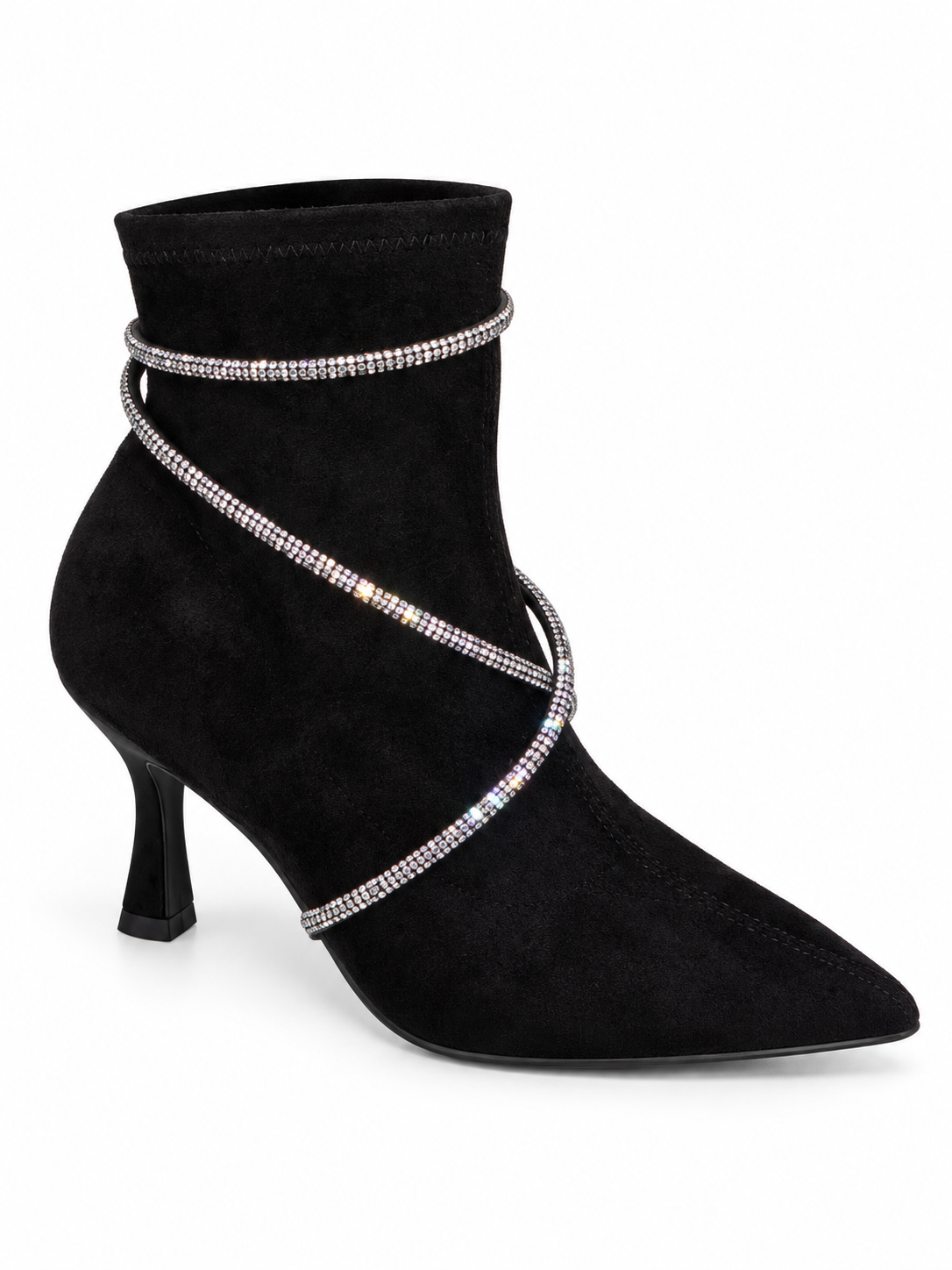 Bottines à lanières strass Éléna — Noir, vue produit