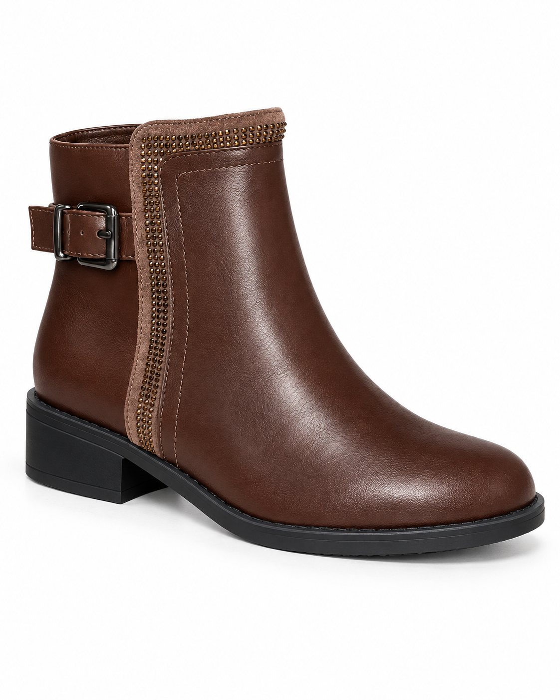 Bottines à boucle et rivets Thaïs — Marron, vue produit