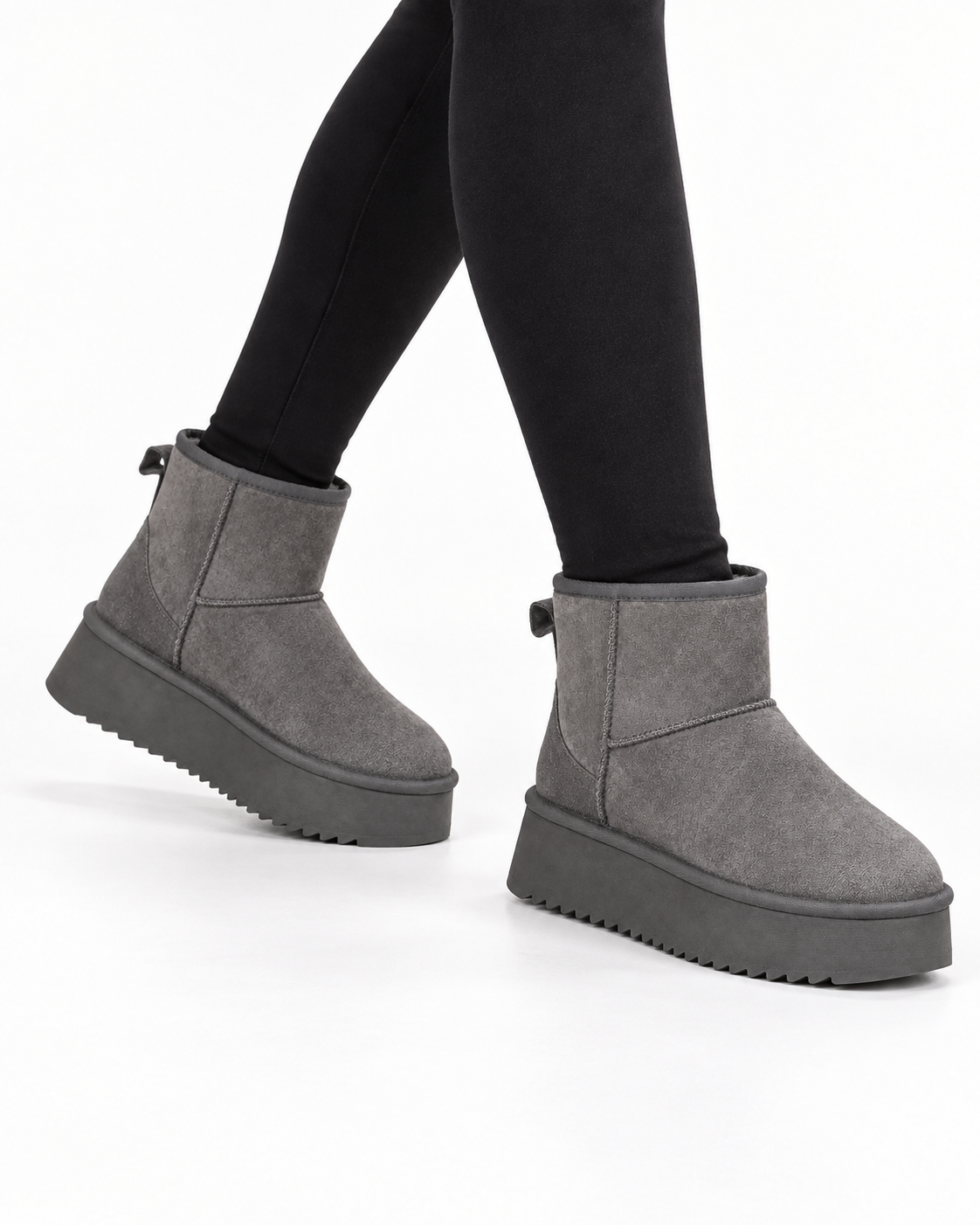 Bottines fourrées Gris, vue portee