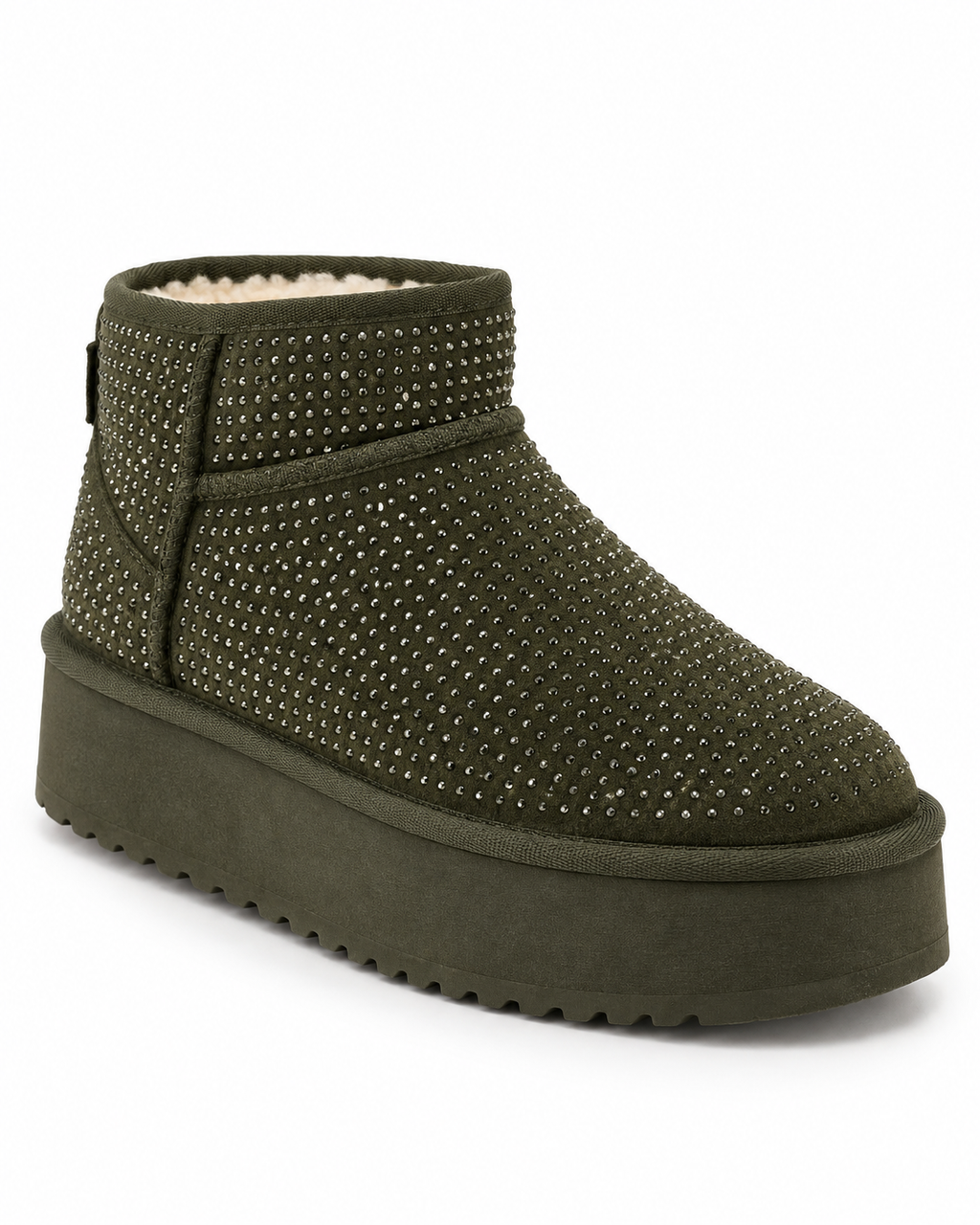 Bottines fourrées Vert armée, vue produit