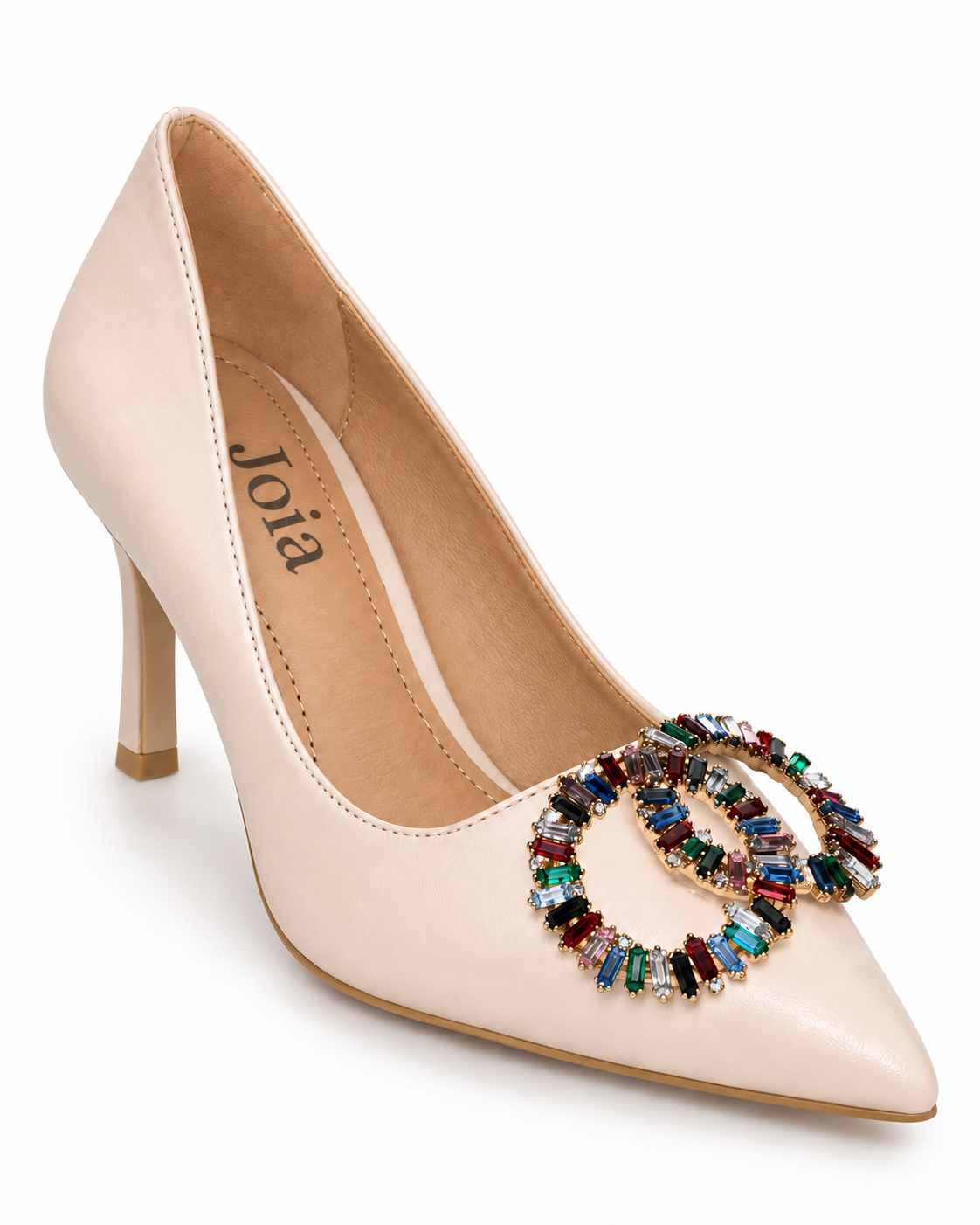 Escarpins à bijou multicolore Beige, vue produit