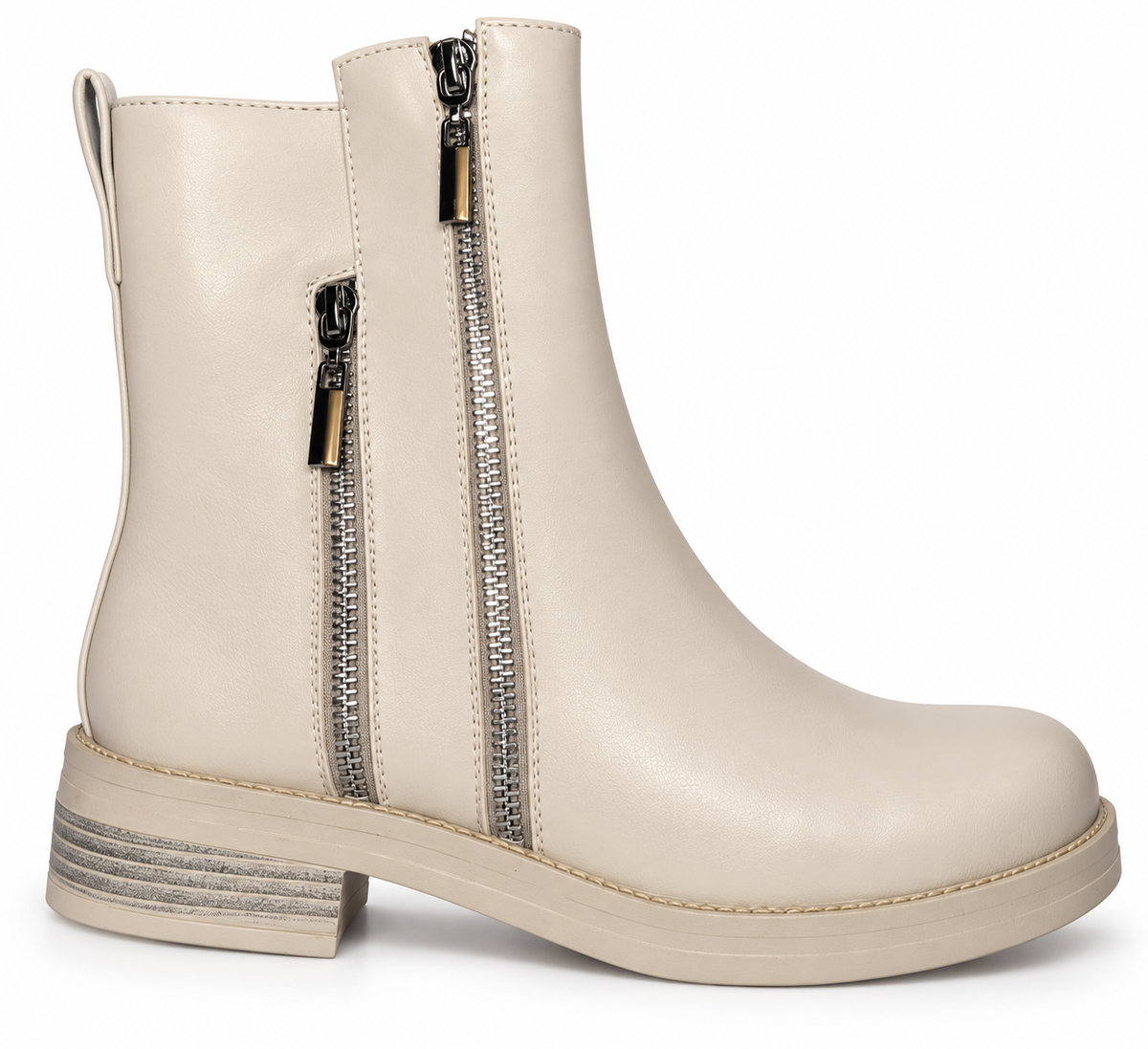 Vaynis — Bottines à zips Blandine Beige, vue produit