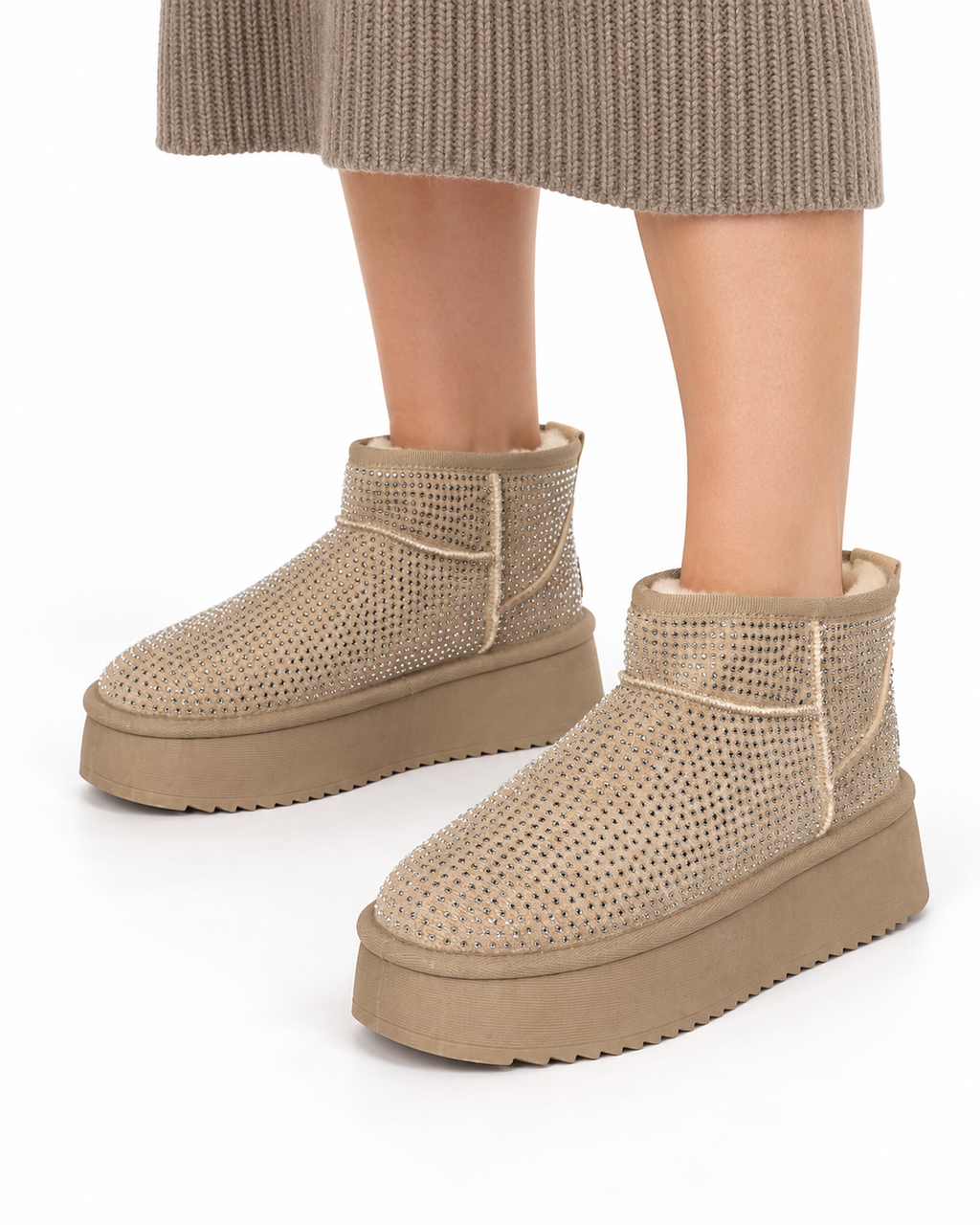 Vaynis — Bottines fourrées Romy Gris, vue portée