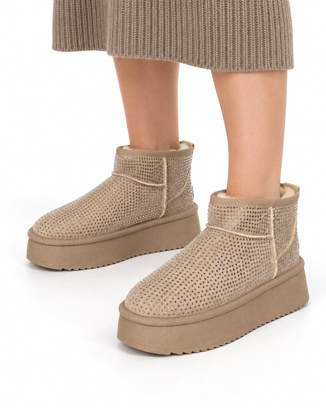Vaynis — Bottines fourrées Romy Gris, vue portée